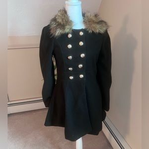 KDO Black Faux Fur Peacoat
